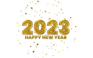 Happy new year 2023 design with golden confetti background concept