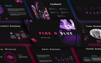 Modern Pink Purple Blue Night Theme PowerPoint Template