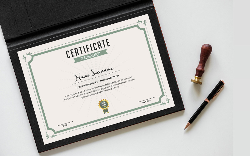 Professional certificate template with border Certificate Template