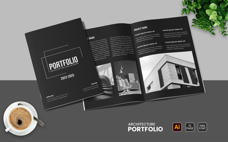 Architecture Interior Portfolio Template and Brochure Layout Design Magazine Template