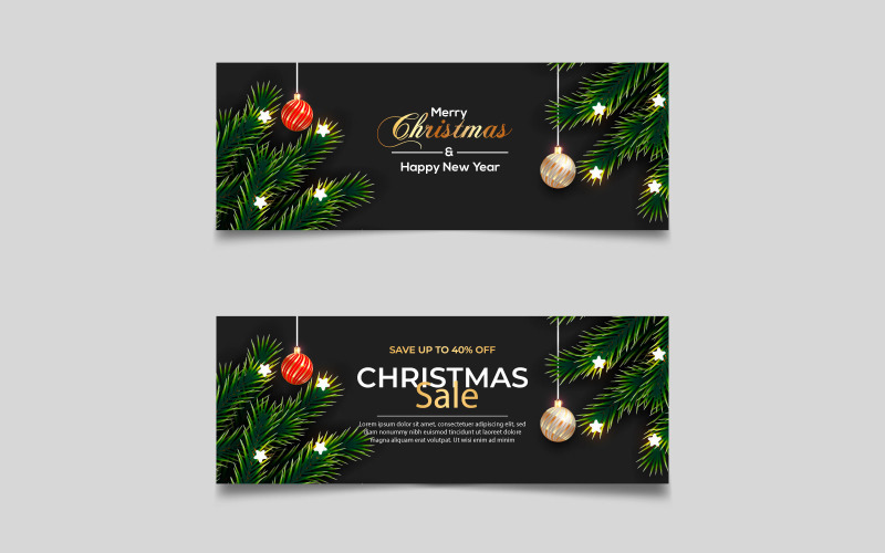 Christmas banner with christmas decoration. social media cover concept Illustration