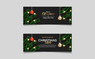 Christmas banner with christmas decoration. social media cover concept
