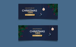 Christmas banner with christmas decoration. social media cover design