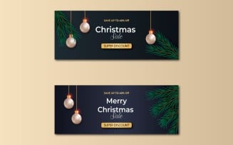 Christmas banner with christmas decoration with ball. social media cover