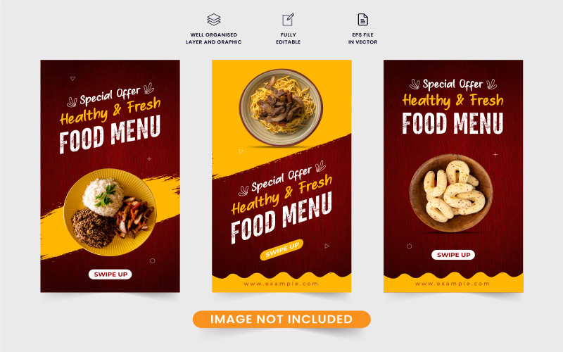 Food menu promotion web banner vector Social Media