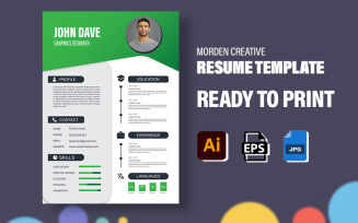John Dave - Morden Creative Resume Template - Ready to Print