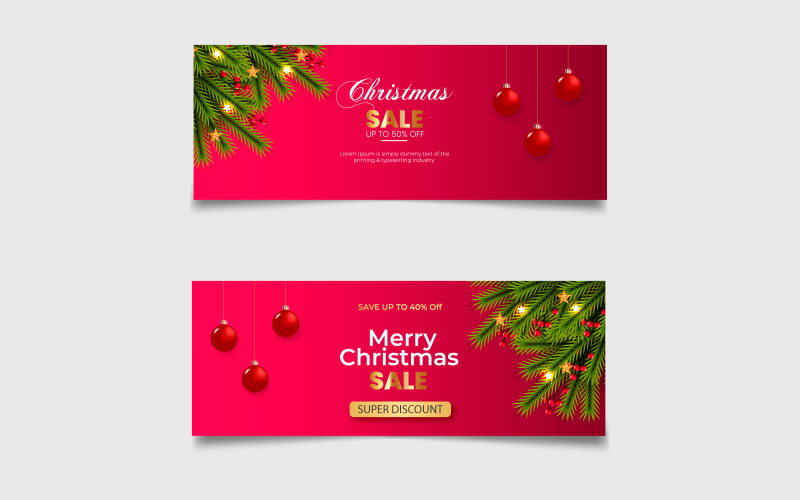 Merry christmas banner with christmas decoration design . social media cover Illustration
