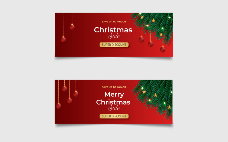 Merry christmas banner with christmas decoration designs . social media cover Illustration