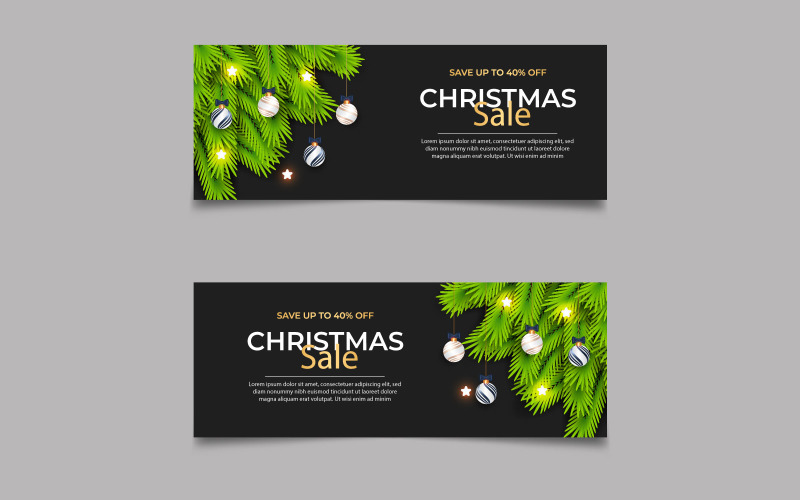 Merry christmas banner with christmas decoration. social media cover concept Illustration