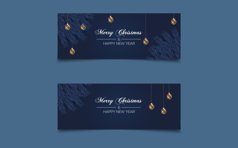 Merry christmas banner with christmas decoration. social media cover design Illustration