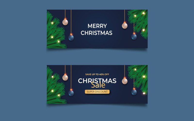 Merry christmas banner with christmas decoration. social media cover Illustration