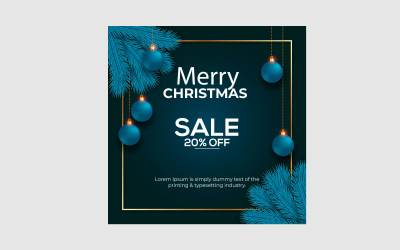 Christmas sale post decoration with christmas ball pine branch Illustration