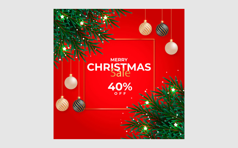 Christmas sale post decoration with christmas ball Illustration