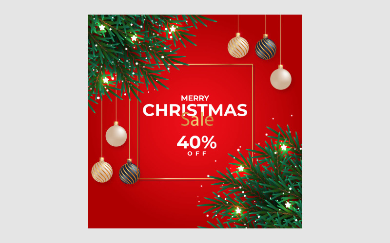 Christmas sale post decoration with christmas balls Illustration