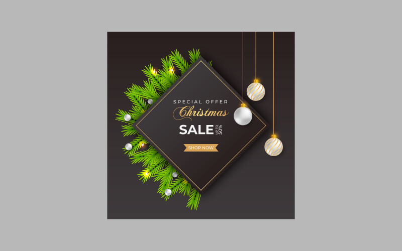 Christmas sale post social media post decoration element Illustration