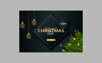 Christmas sale post social media post decoration with pine branch