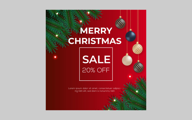Merry Christmas sale post social media post decoration style Illustration