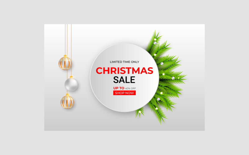 merry Christmas sale post social media post decoration with pine branch Illustration