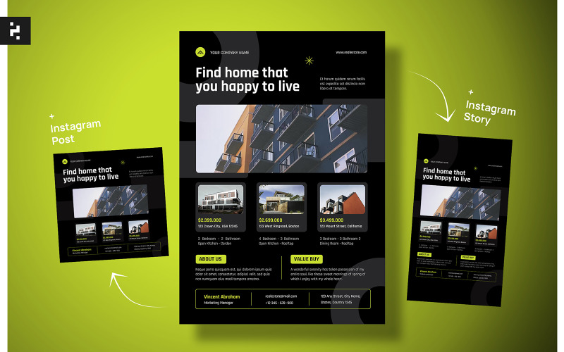 Real Estate Listing Flyer Corporate Identity