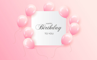 Birthday greeting vector template design. Happy birthday space with flying balloons