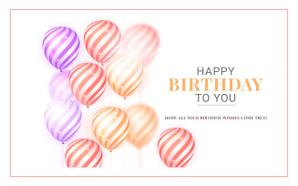 Birthday greeting vector template design. Happy birthday stylish balloon