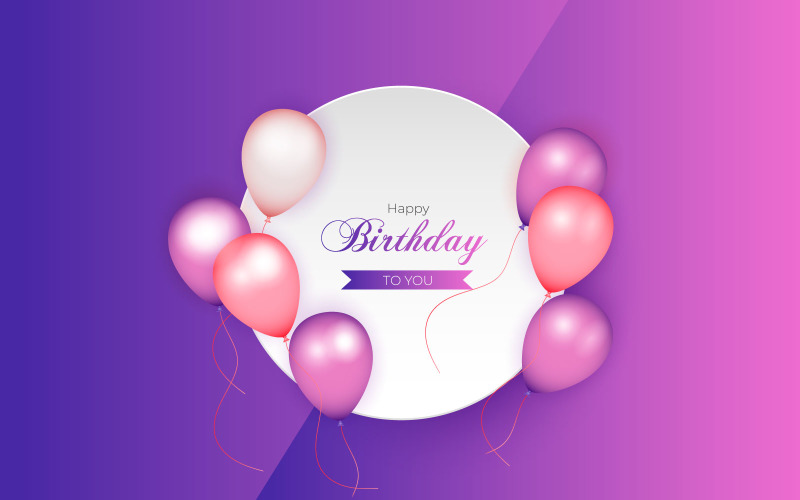 Birthday greeting vector template design. Happy birthday text in board flying balloons Illustration