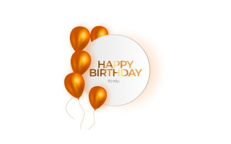 Birthday greeting vector template design. Happy birthday text in board space with flying balloons
