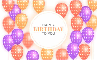 Birthday greeting vector template design. Happy birthday text with color balloon
