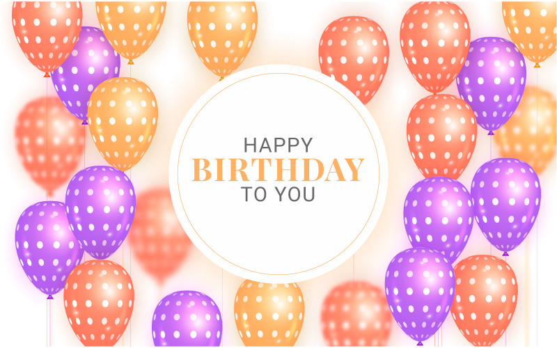 Birthday greeting vector template design. Happy birthday text with color balloon Illustration