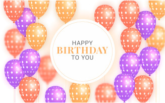 Birthday greeting vector template design. Happy birthday text with color balloon