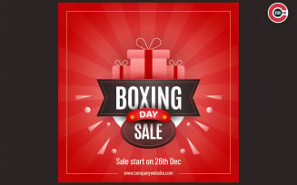 Boxing day sale banner with gift boxes on red background for advertising - 00006