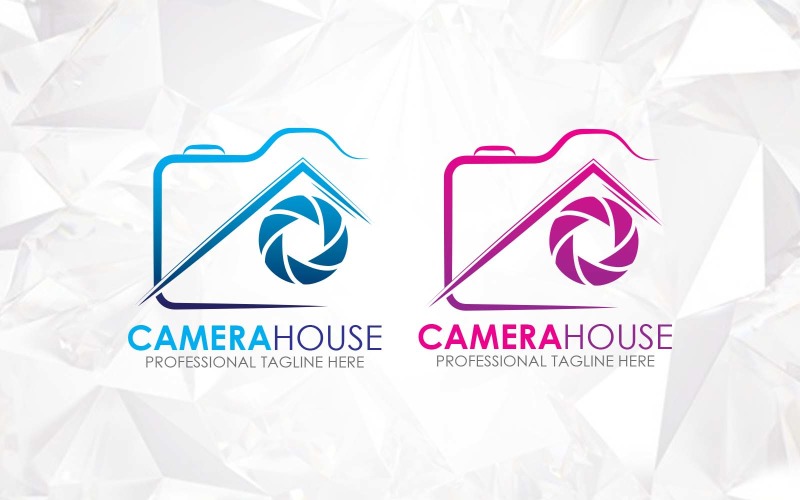 Camera Flash House Photography Logo Design- Brand Identity Logo Template