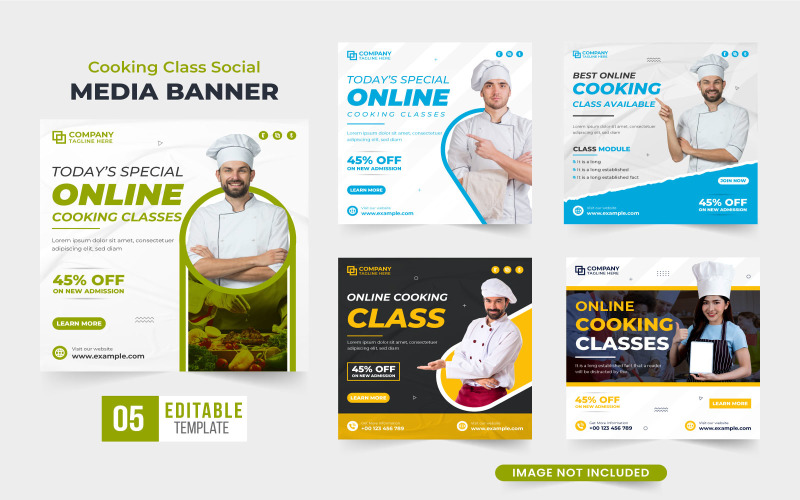 Cooking class marketing template vector Social Media