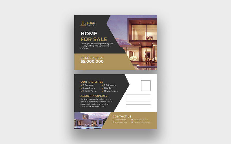 Modern Home Postcard Design Template Corporate Identity