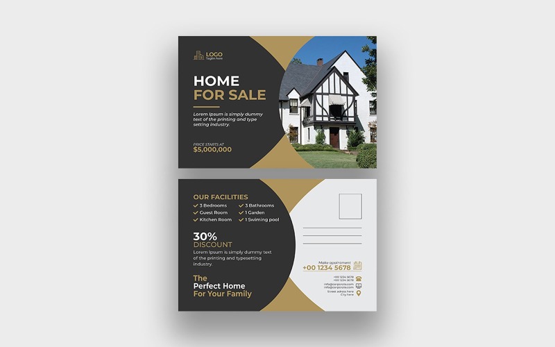 Modern Real Estate Home Postcard Template Corporate Identity