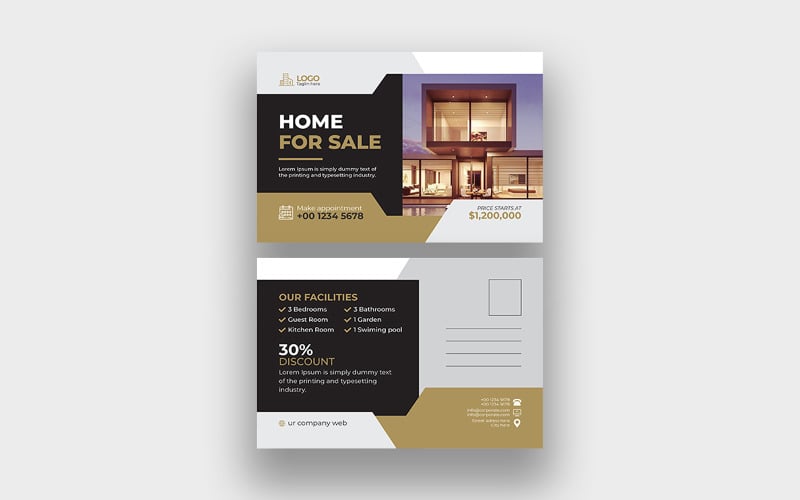 Modern Real Estate House Postcard Design Corporate Identity