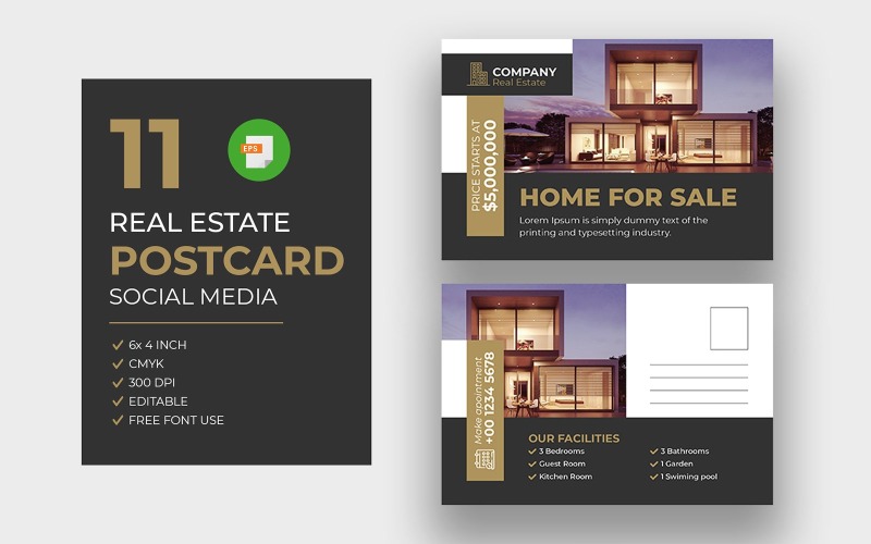 Real estate home postcard bundle Corporate Identity