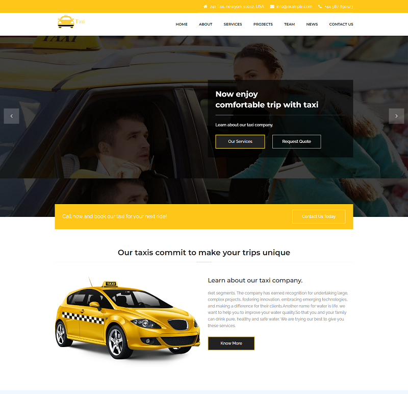 Online Taxi Services Landing Html Templates