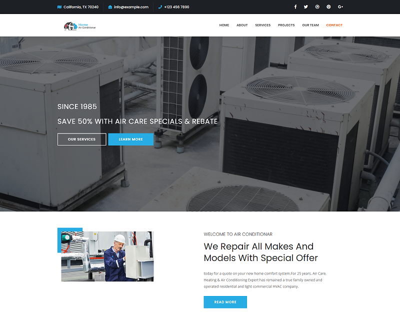 Air Conditioning Maintenance Services Html Template