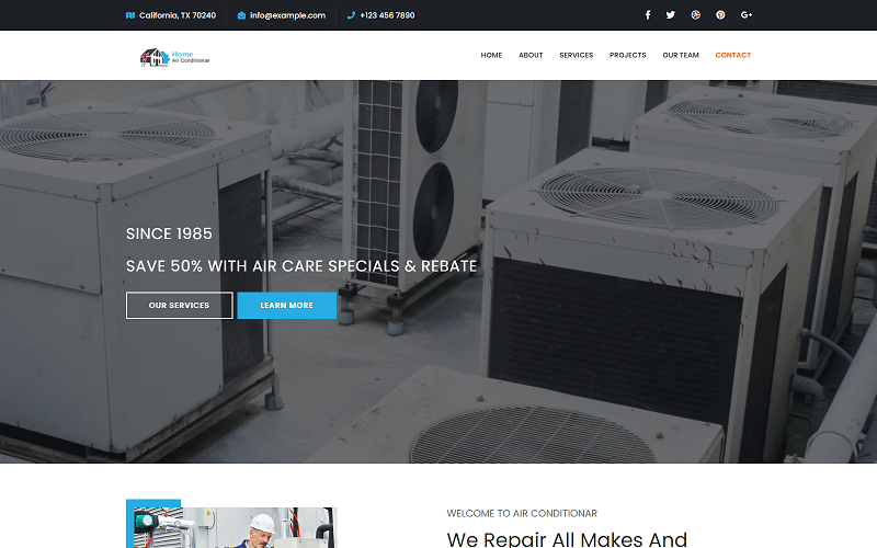 Air Conditioning Maintenance Services Html Template Landing Page Template