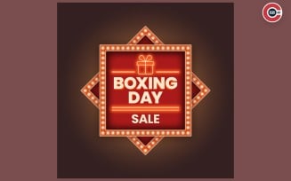 Boxing day sale banner with light board effect for social media post design template - 00007