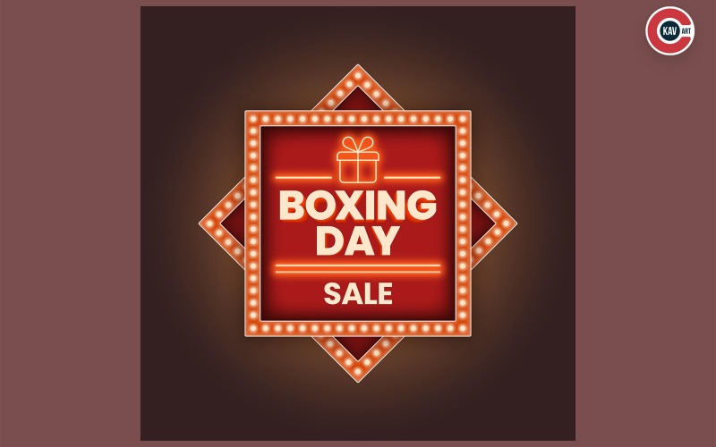 Boxing day sale banner with light board effect for social media post design template - 00007 Social Media