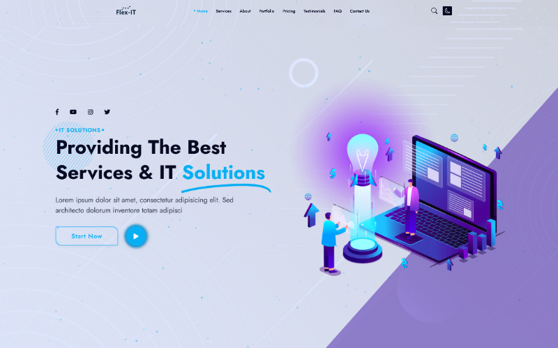 Flex-IT | Unternehmensdienstleistungen und IT-Lösungen Responsive Mehrzweck-Landingpage-Vorlage