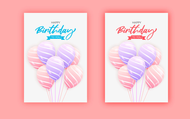 Happy birthday congratulations banner design with balloons and for party holiday cocept Illustration