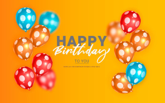 Happy birthday congratulations banner design with balloons and for party holiday style