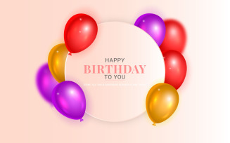 Happy birthday congratulations banner design with balloons and for party holiday