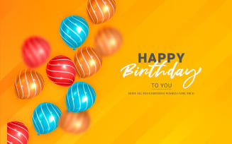 Happy birthday congratulations banner design with balloons and party holiday concept