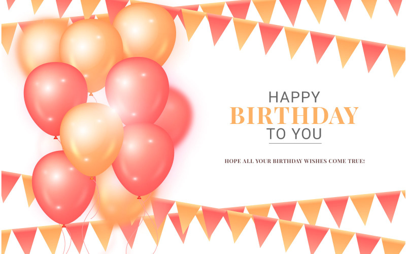 Happy birthday congratulations banner design with balloons for party holidays Illustration