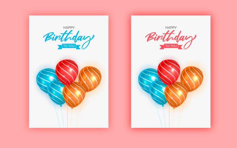 Happy birthday congratulations banner design with balloonss and party holiday concept Illustration