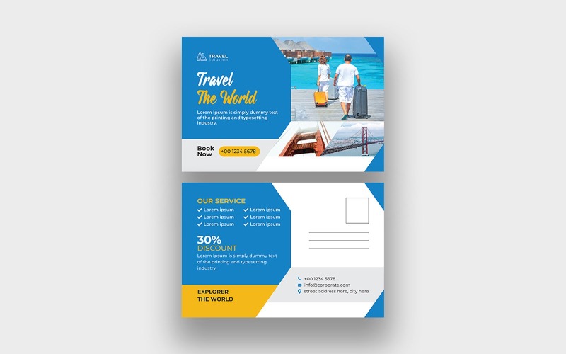Modern Tour Travel Postcard Design Corporate Identity